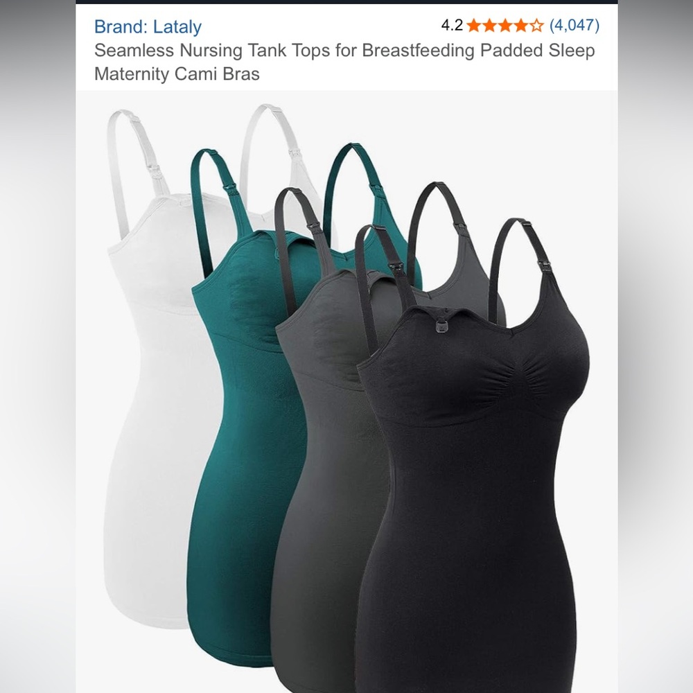 Lataly Seamless Nursing Tank Tops - Black, White, Green